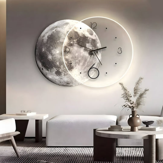 Moon Lunar Wall Clock with LED Wall Painting and Remote Control