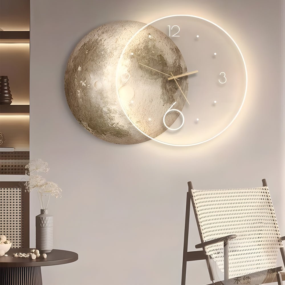 Moon Lunar Wall Clock with LED Wall Painting and Remote Control
