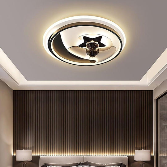 Multi-Circle Dimmable LED Electroplated Flush Mount Ceiling Fan Light