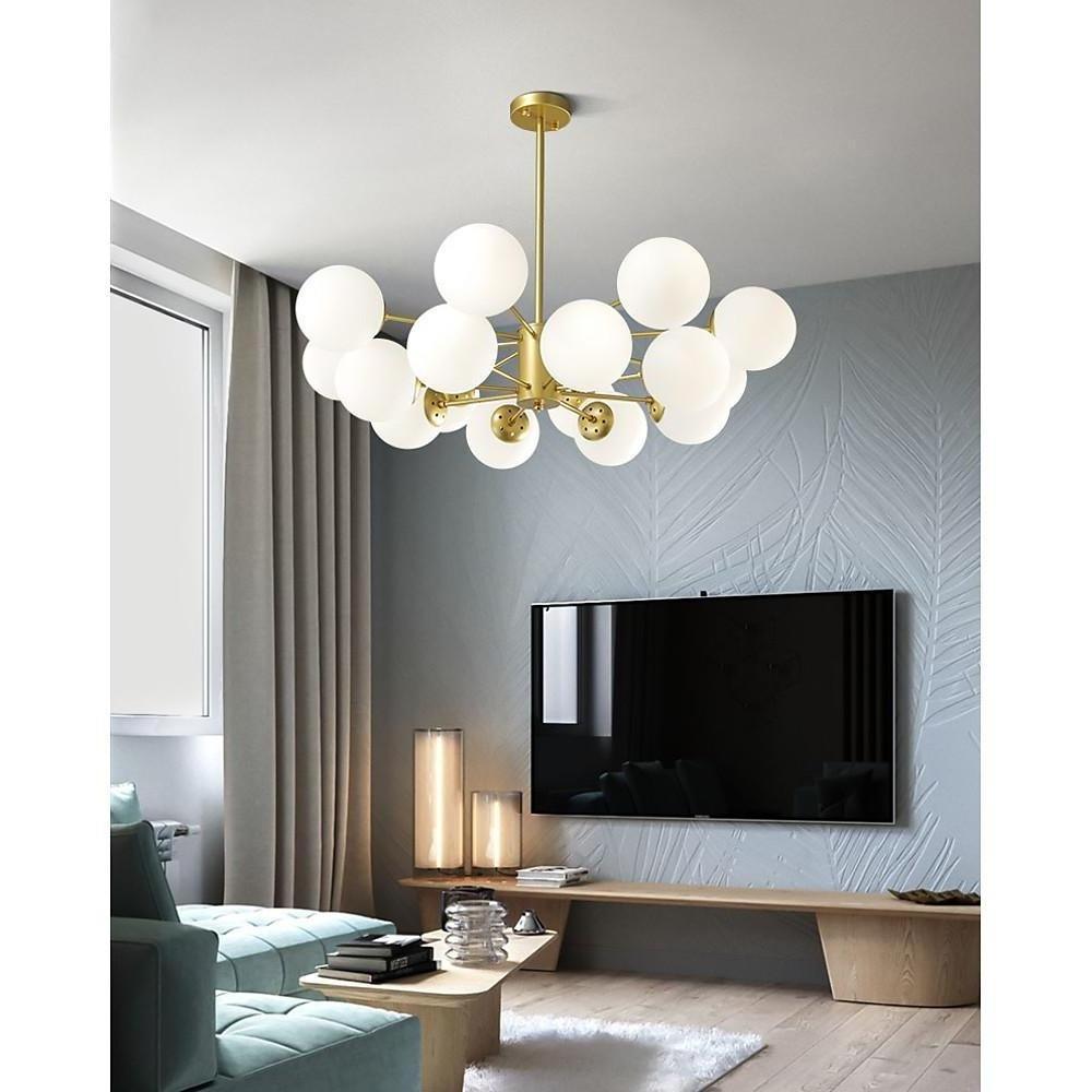 Globe Cluster Pendant Light Metal Glass LED Living Room Ceiling Light