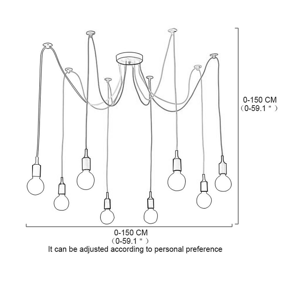 Cluster Spider Pendant Lighting 10 Heads DIY Adjustable Ceiling Light