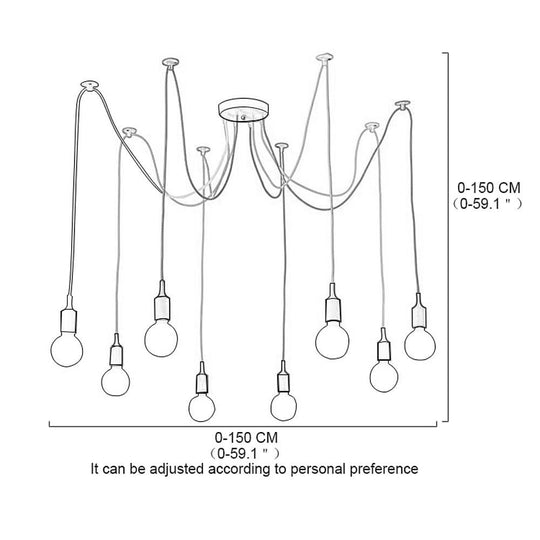 Cluster Spider Pendant Lighting 10 Heads DIY Adjustable Ceiling Light
