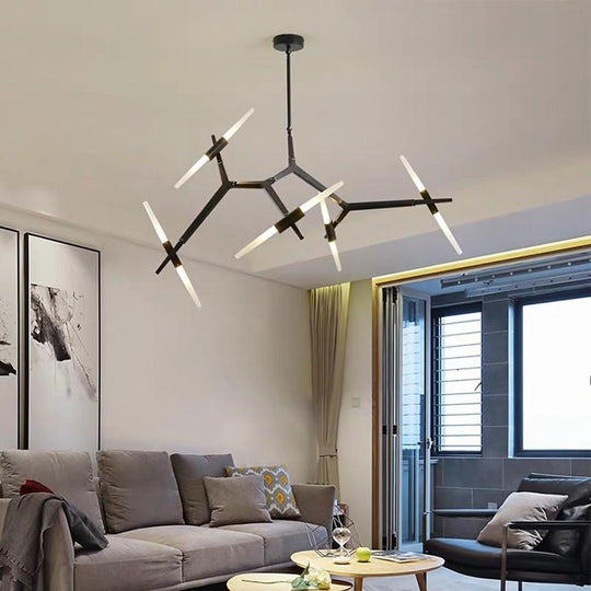 Industrial Sputnik 10-Light LED Chandelier – Black & Gold