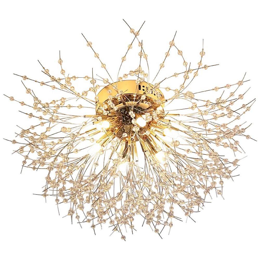 Classic Crystal Branch LED Flush Mount Ceiling Light with 6 Bulbs
