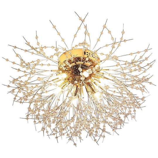 Classic Crystal Branch LED Flush Mount Ceiling Light with 6 Bulbs