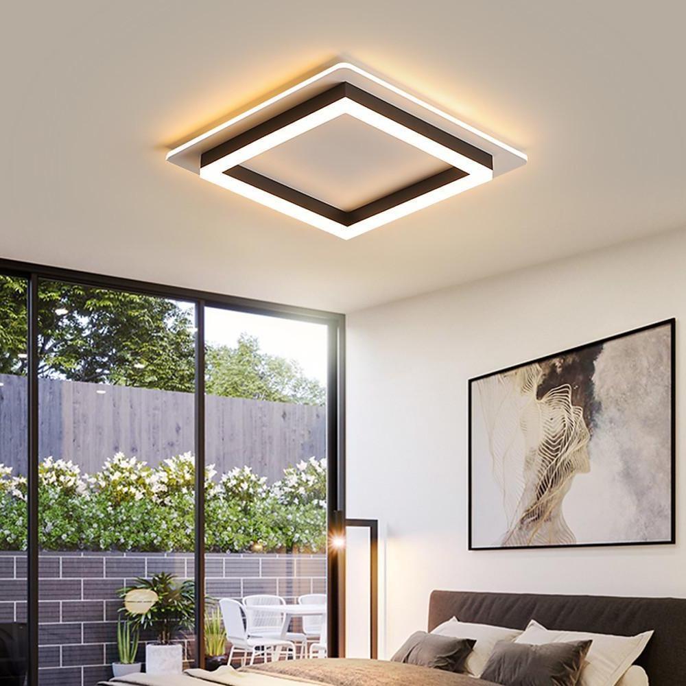 Two Square Shaped Modern LED Flush Mount Ceiling Light – Bedroom