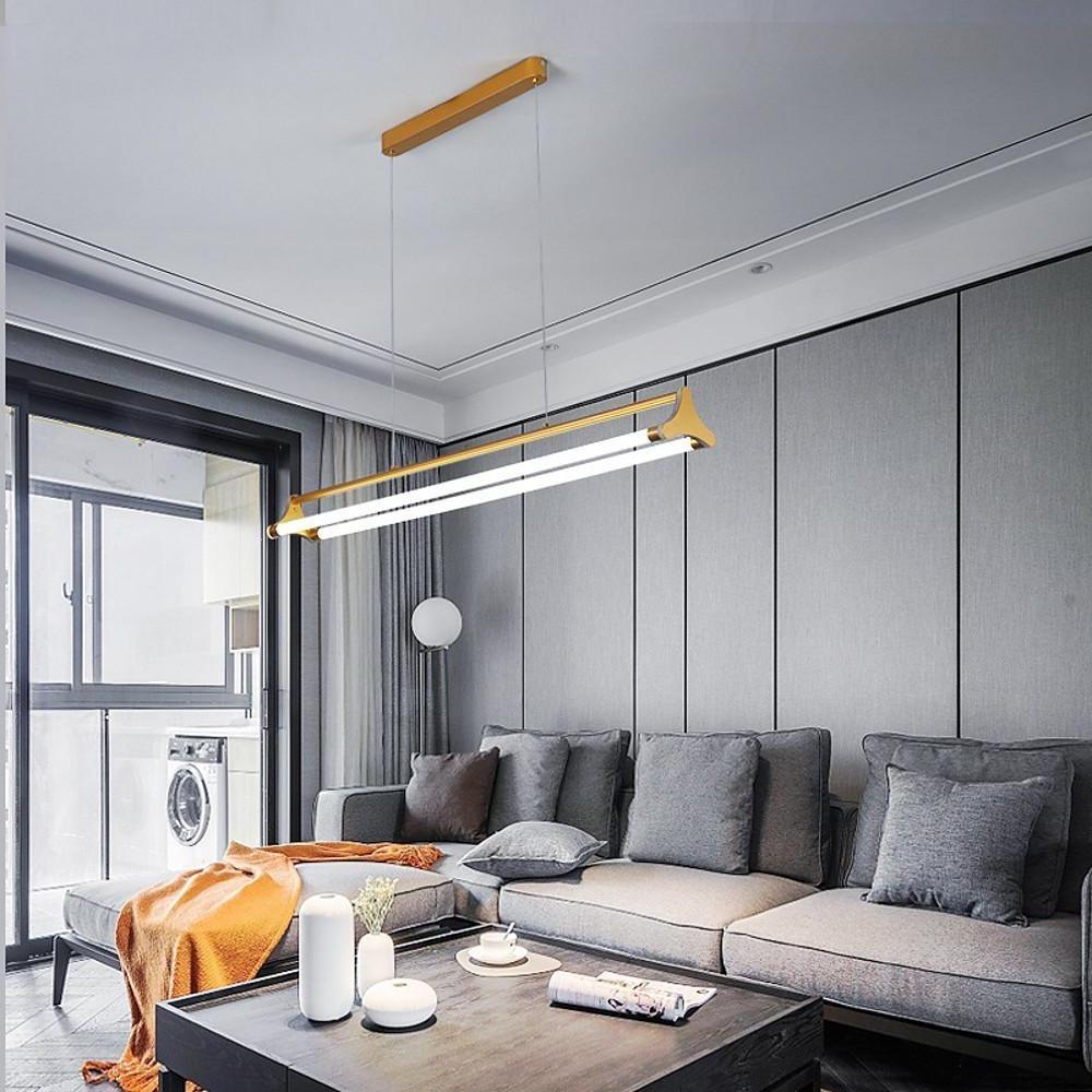 Double LED Bar Lights Gold Metal Dimmable Pendant Light