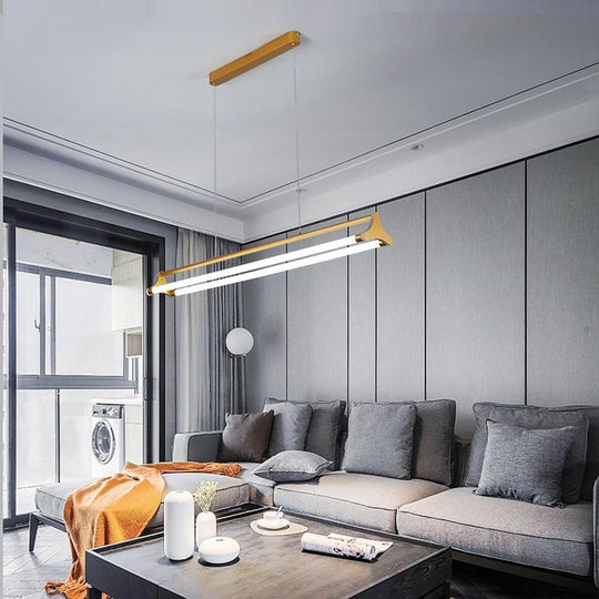 Double LED Bar Lights Gold Metal Dimmable Pendant Light