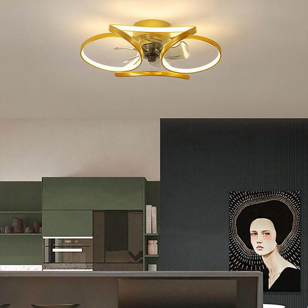 Flower LED Modern Flush Mount Ceiling Fan with Remote Control