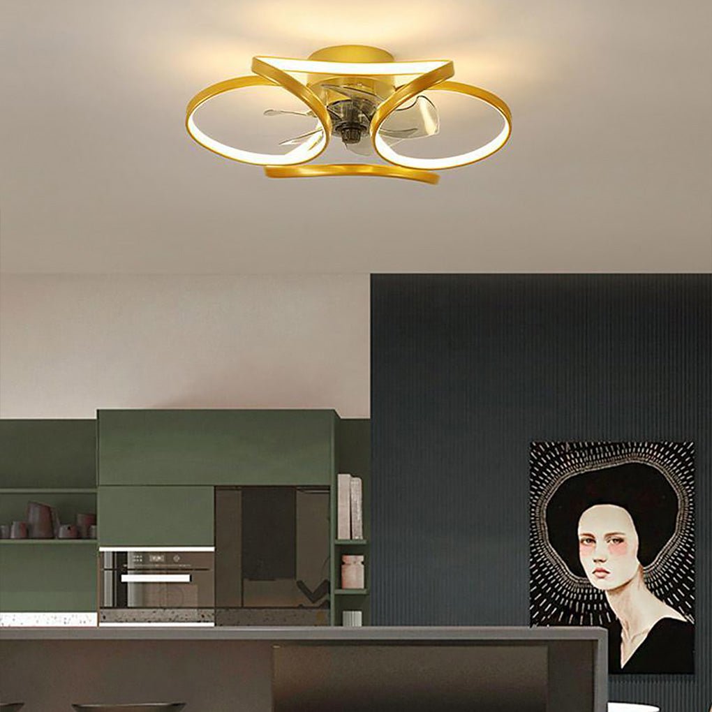 Flower LED Modern Flush Mount Ceiling Fan with Remote Control