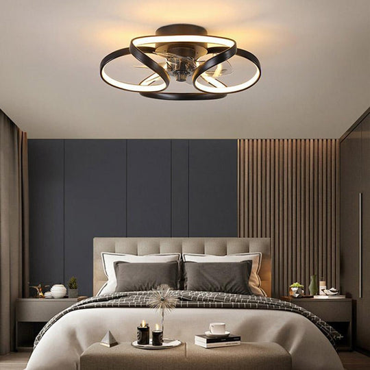 Flower LED Modern Flush Mount Ceiling Fan with Remote Control