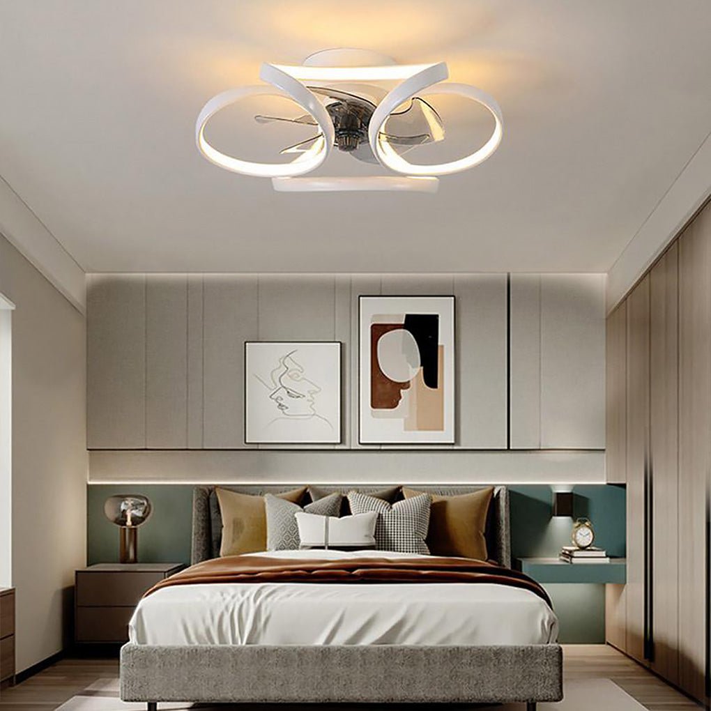 Flower LED Modern Flush Mount Ceiling Fan with Remote Control