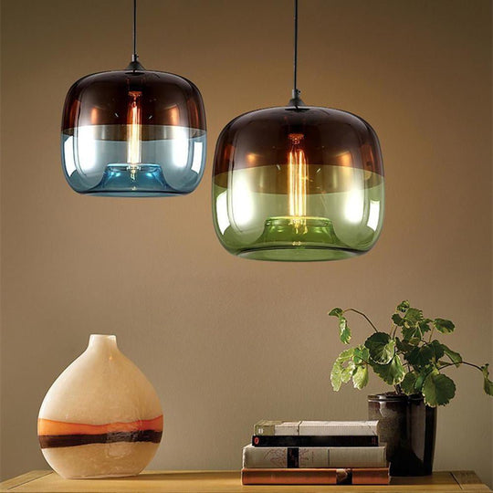 Multi Colored Glass Pendant Light Artistic Globe Dining Room Lighting