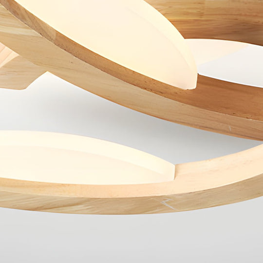Multi-Light Floral Wood LED Semi-Flush Mount Ceiling Light