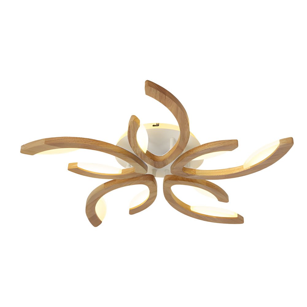 Multi-Light Floral Wood LED Semi-Flush Mount Ceiling Light