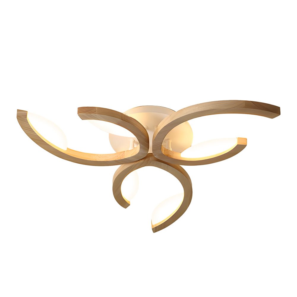 Multi-Light Floral Wood LED Semi-Flush Mount Ceiling Light