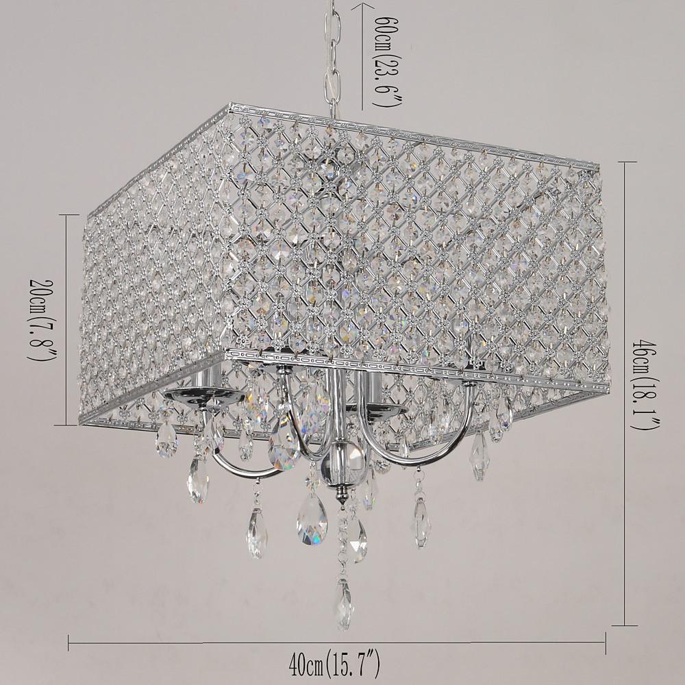 Square Electroplated Metal Glass LED Nordic Chandelier Pendant Light