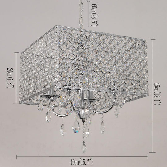 Square Electroplated Metal Glass LED Nordic Chandelier Pendant Light