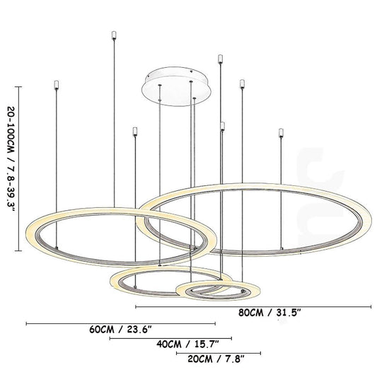 4 Circles Random Sizes Multi Light Pendant Metal & Acrylic LED Ceiling Light