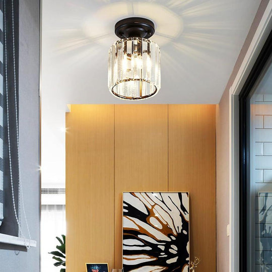 Modern Crystal Metal Industrial LED Semi-Flush Ceiling Light