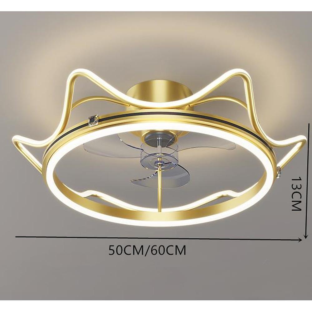 Gold Crown Shaped Bladeless Ceiling Fan with LED Light for Bedrooms