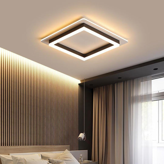 Two Square Shaped Modern LED Flush Mount Ceiling Light – Bedroom