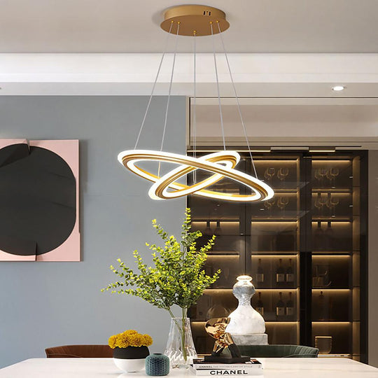 2 Light Circles Shaped LED Nordic Chandeliers Hanging Ceiling Lights