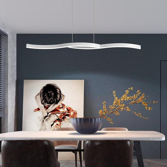 Dual Wave Metal & PVC Island Dining Chandelier – 2-Light LED
