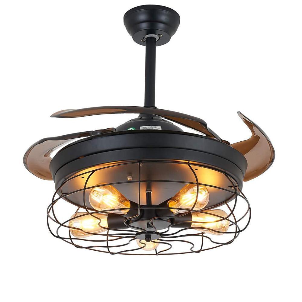 Farmhouse Style 3 Blade Retractable Ceiling Fan with LED Light