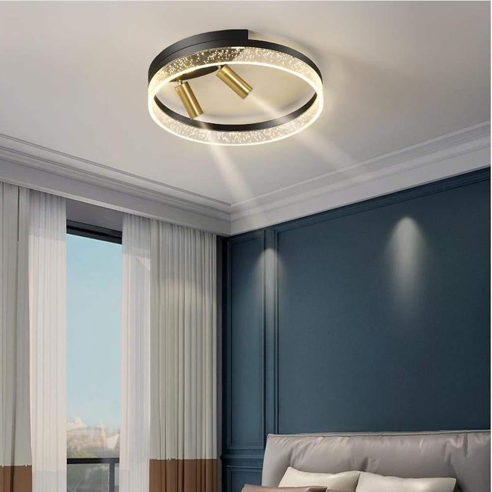 Modern Black LED Flush Mount Ceiling Light with Circle Spotlights