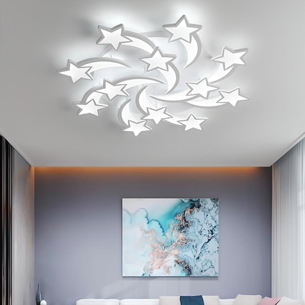 Celestial Shooting Stars LED Flush Mount Ceiling Light – Dimmable White Design