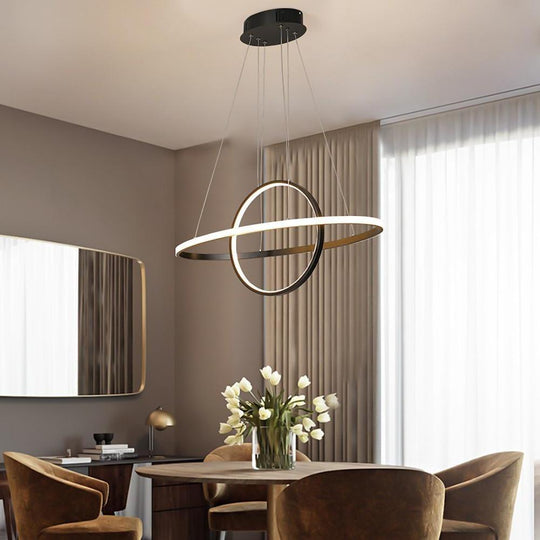 Two Circles LED Metal Adjustable Modern Chandelier