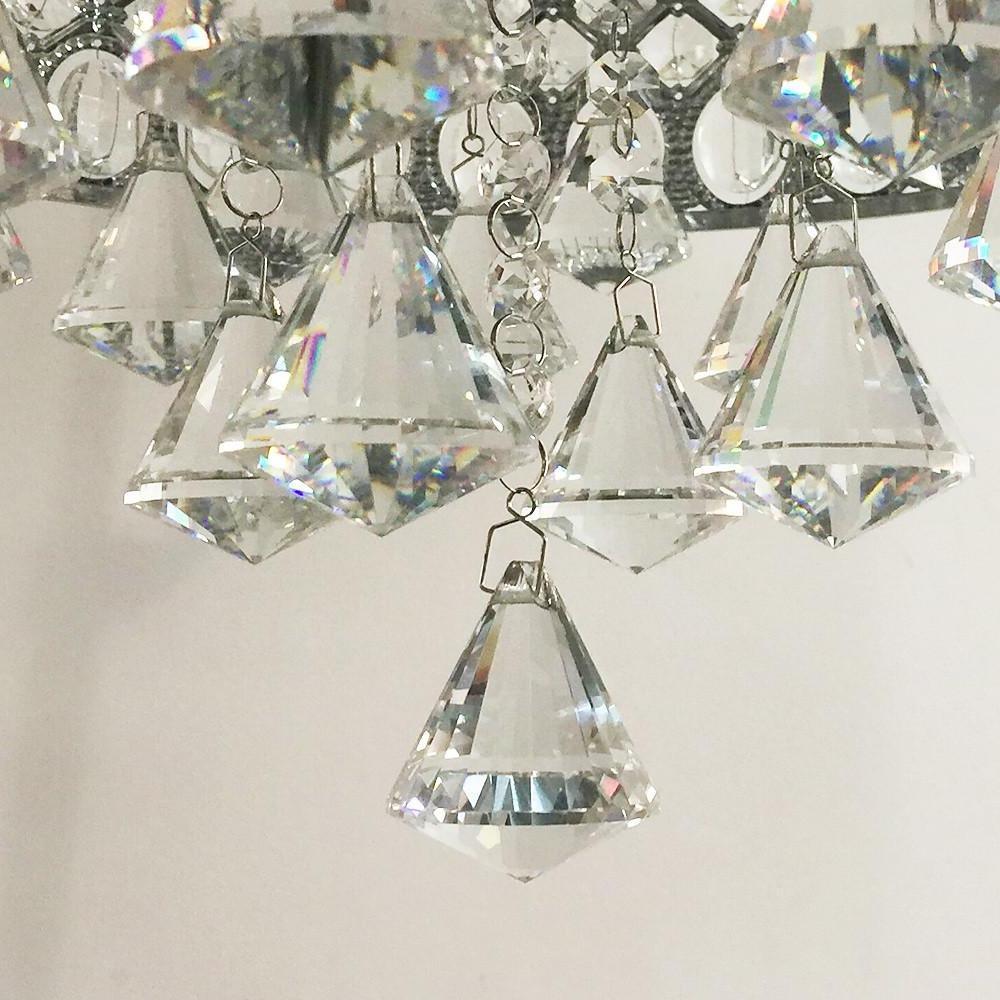 4-Light Drum Shaped Crystal Metal Modern Flush Mount Chandelier