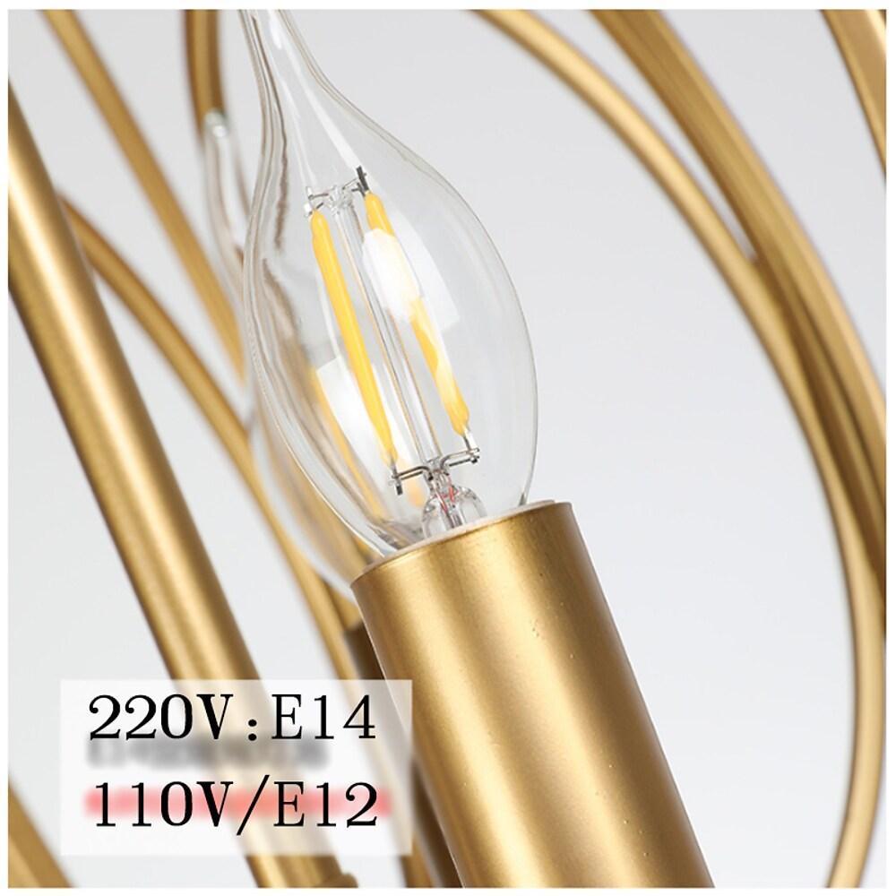 3 Light LED Brass Globe Cage Candlestick Orb Chandelier
