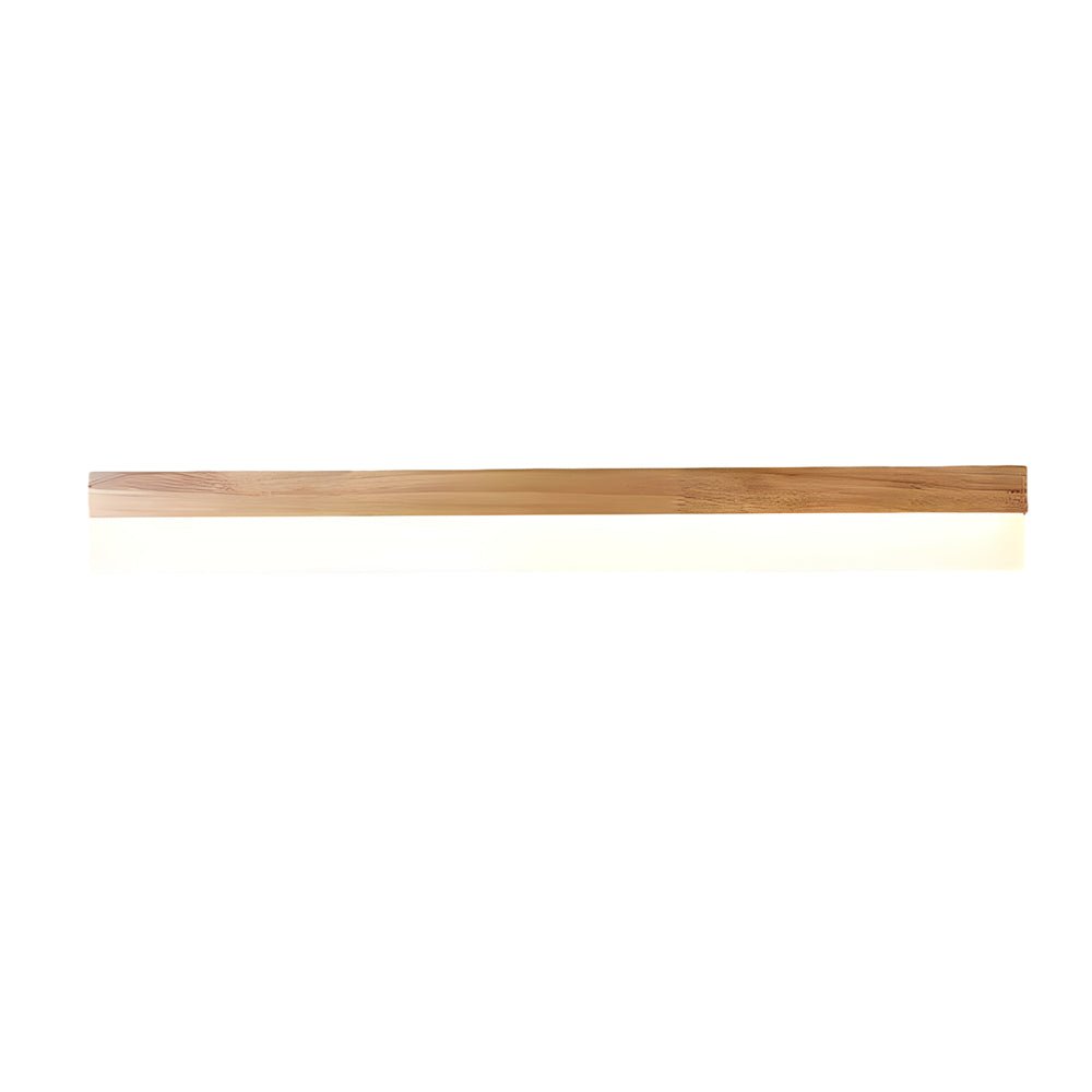 Natural Wooden LED Bathroom Vanity Light – Rectangular Mirror Fixture