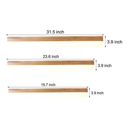 Natural Wooden LED Bathroom Vanity Light – Rectangular Mirror Fixture