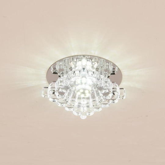 Geometric Crystal Flush Mount Ceiling Light – Modern LED Kitchen Fixture