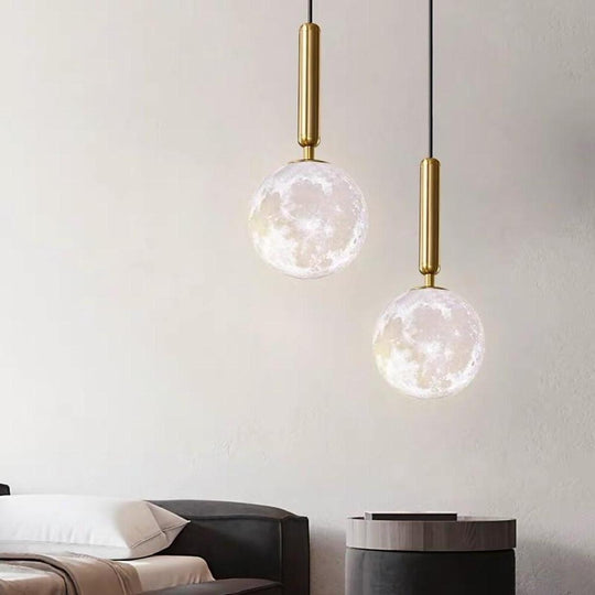 Modern Moon Globe Pendant Light Metal Acrylic Ceiling Light