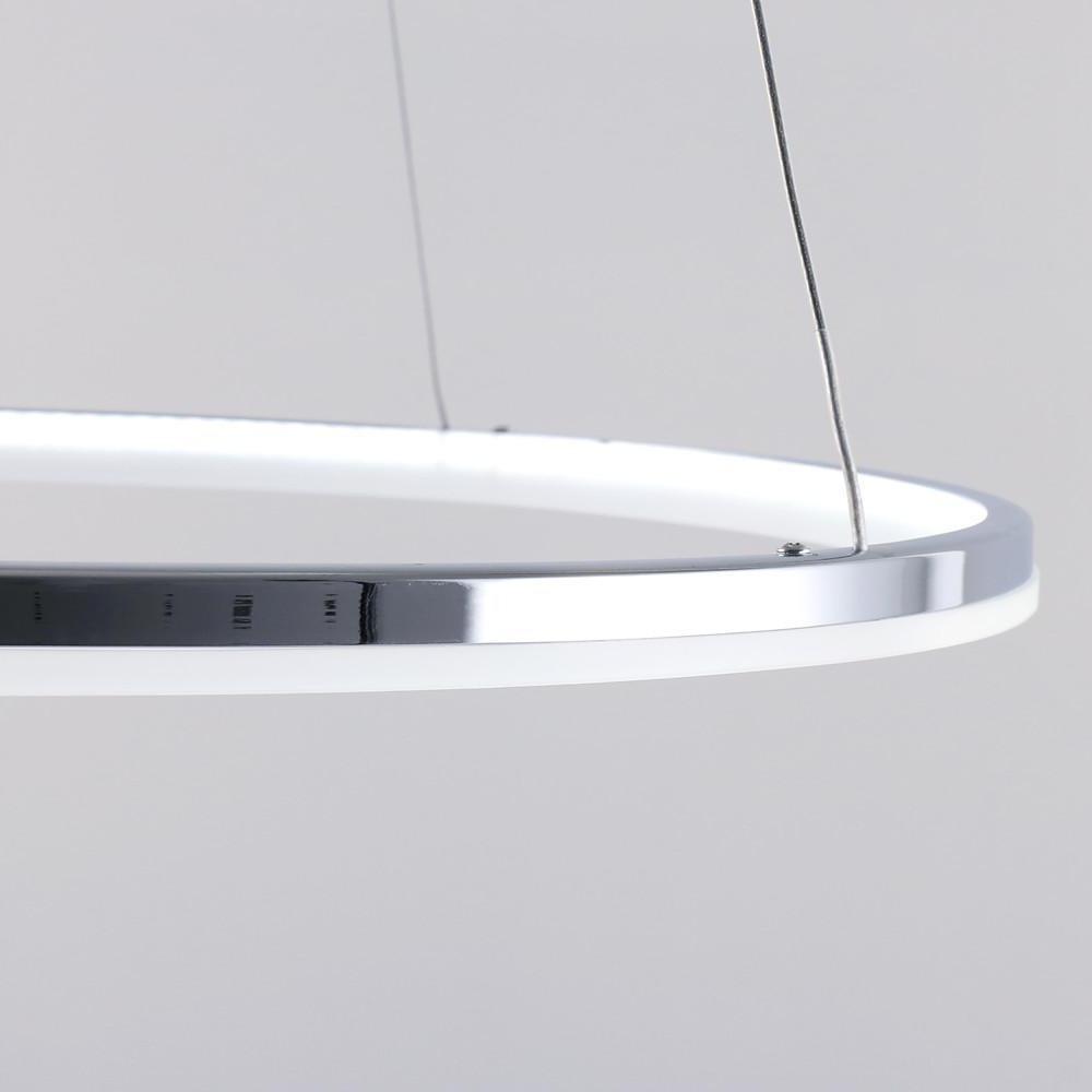 LED Circular Brushed Nickel Modern Pendant Light with Remote