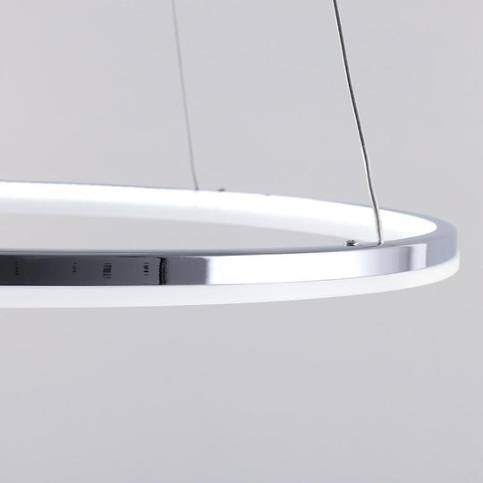 LED Circular Brushed Nickel Modern Pendant Light with Remote