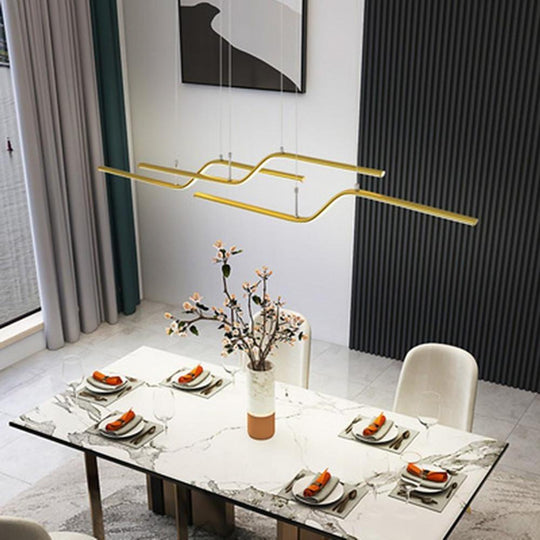 Linear Curved Minimalist LED Modern Chandelier
