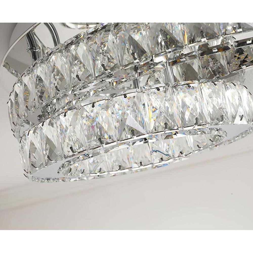 Overlapping Circles Crystal Stainless Steel LED Flush Mount Ceiling Light