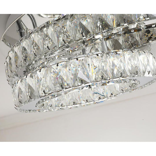 Overlapping Circles Crystal Stainless Steel LED Flush Mount Ceiling Light