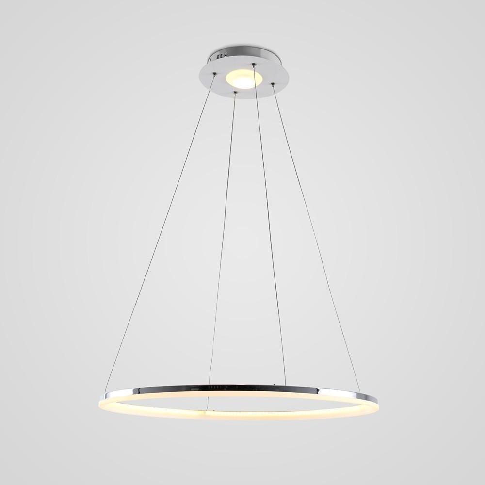 LED Circular Brushed Nickel Modern Pendant Light with Remote