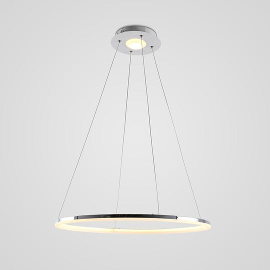 LED Circular Brushed Nickel Modern Pendant Light with Remote