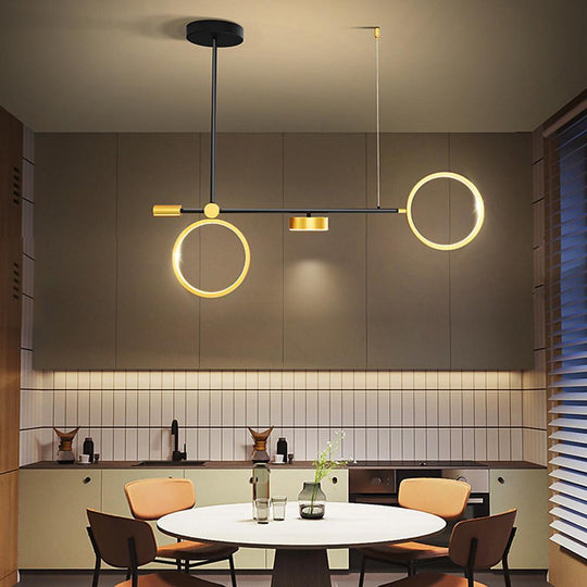 2 Circles LED Nordic Hanging Ceiling Light Island Chandelier
