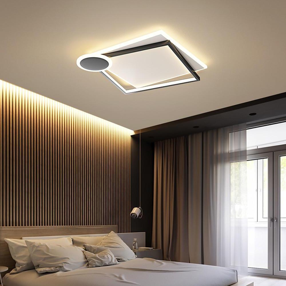 Squares & Circle Offset LED Flush Mount Ceiling Light – Modern Bedroom Fixture