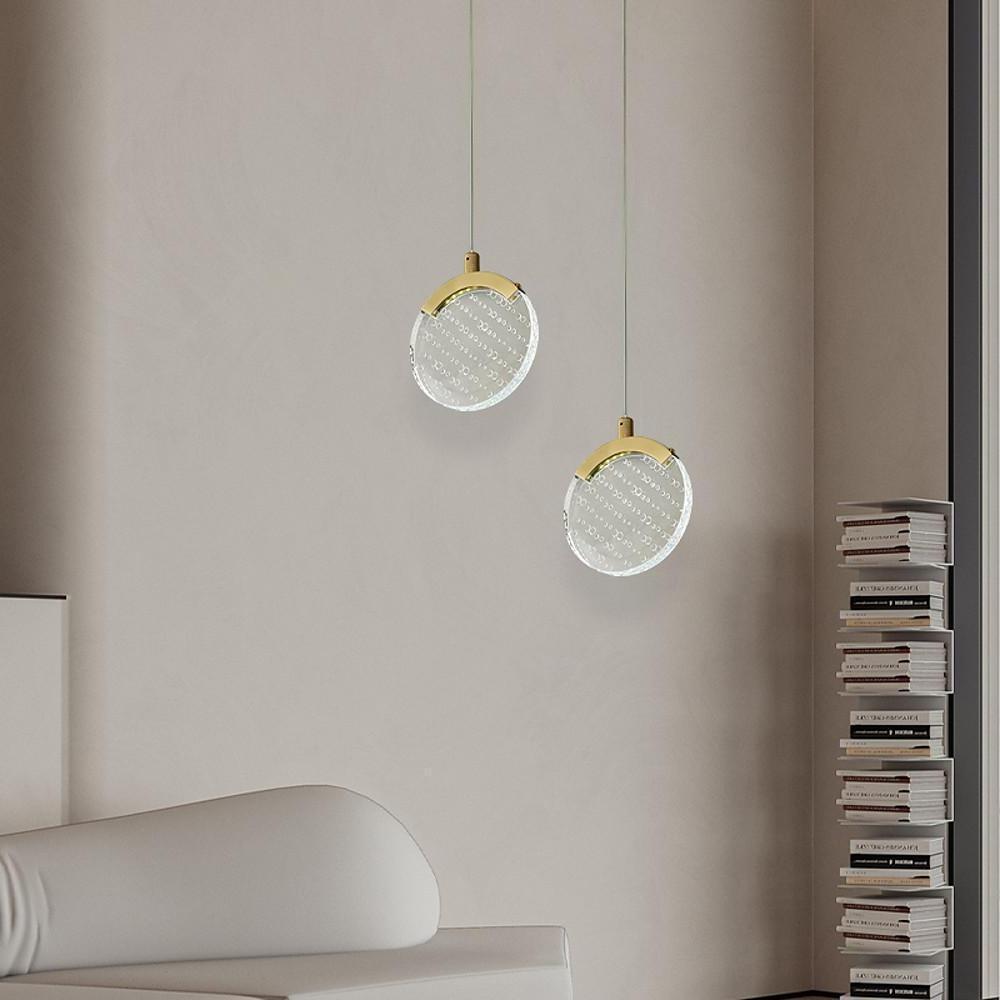 Artistic Circular Acrylic Copper LED Pendant Light