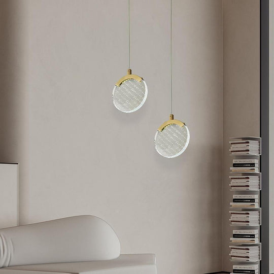 Artistic Circular Acrylic Copper LED Pendant Light