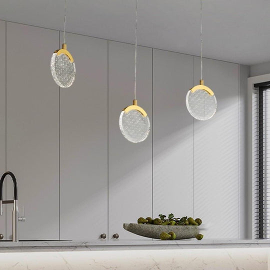 Artistic Circular Acrylic Copper LED Pendant Light